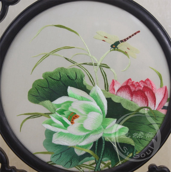 蜻蜓荷花两面苏绣