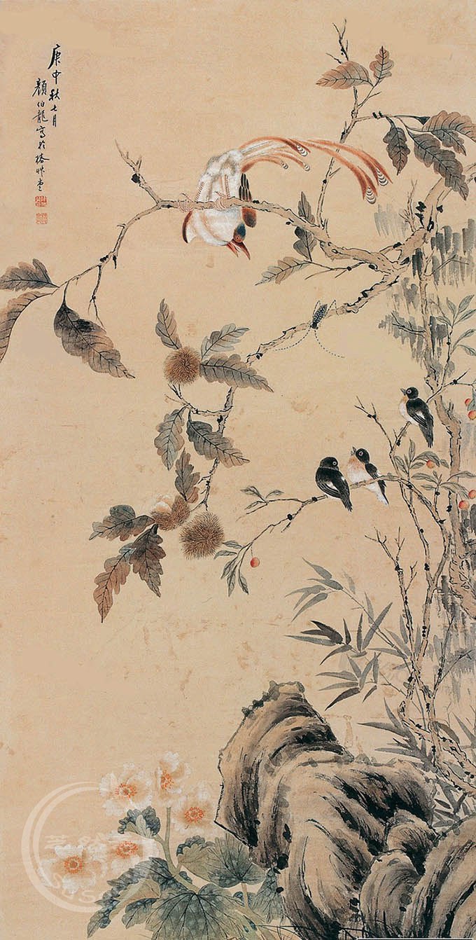 颜伯龙 《秋高绶长》|绶带鸟|芝然斋苏绣艺术品