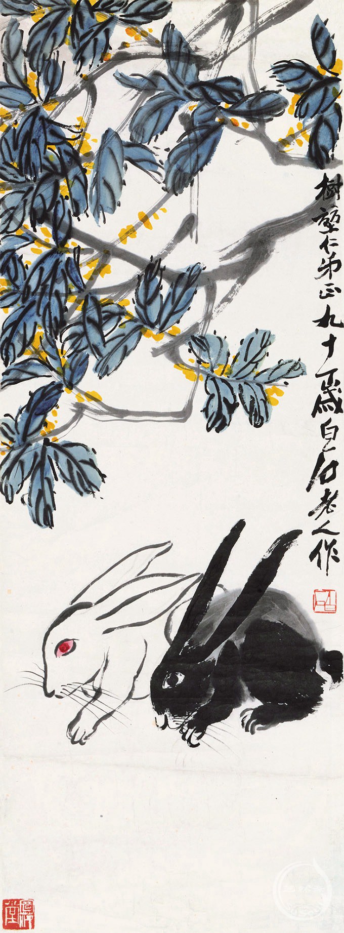 齐白石金桂双兔