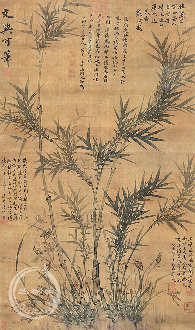文同《兰竹葳蕤》|竹子|芝然斋苏绣艺术品