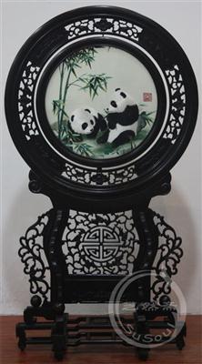 熊猫翠竹 小型双面绣-中国特色礼品