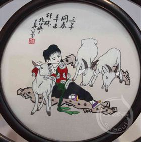 三阳开泰 小型双面绣&mdash;鸡翅葫芦架