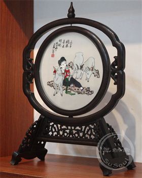 三阳开泰 小型双面绣&mdash;鸡翅葫芦架