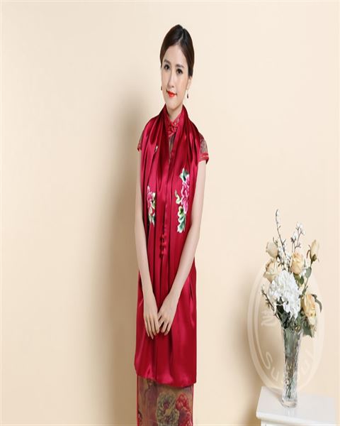 苏绣牡丹大围巾