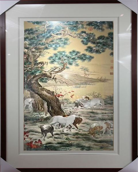 顾绣郎世宁八骏图