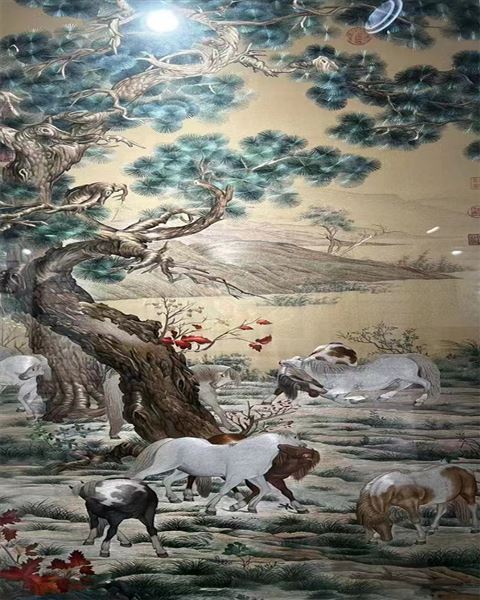顾绣郎世宁八骏图