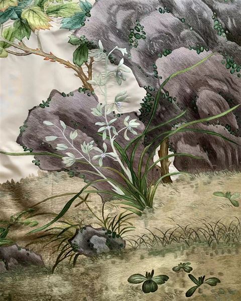 苏绣蒋廷锡牡丹兰花