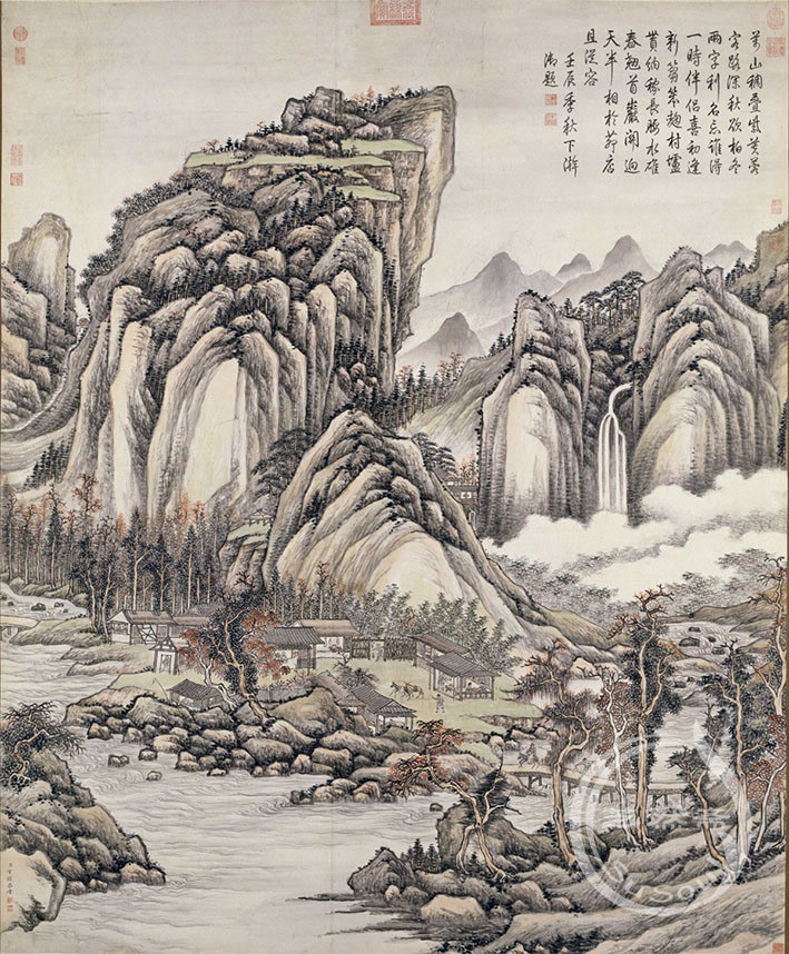 方琮 秋山行旅图 溪山行旅 芝然斋苏绣艺术品 方琮 秋山行旅图 溪山行旅 芝然斋苏绣艺术品