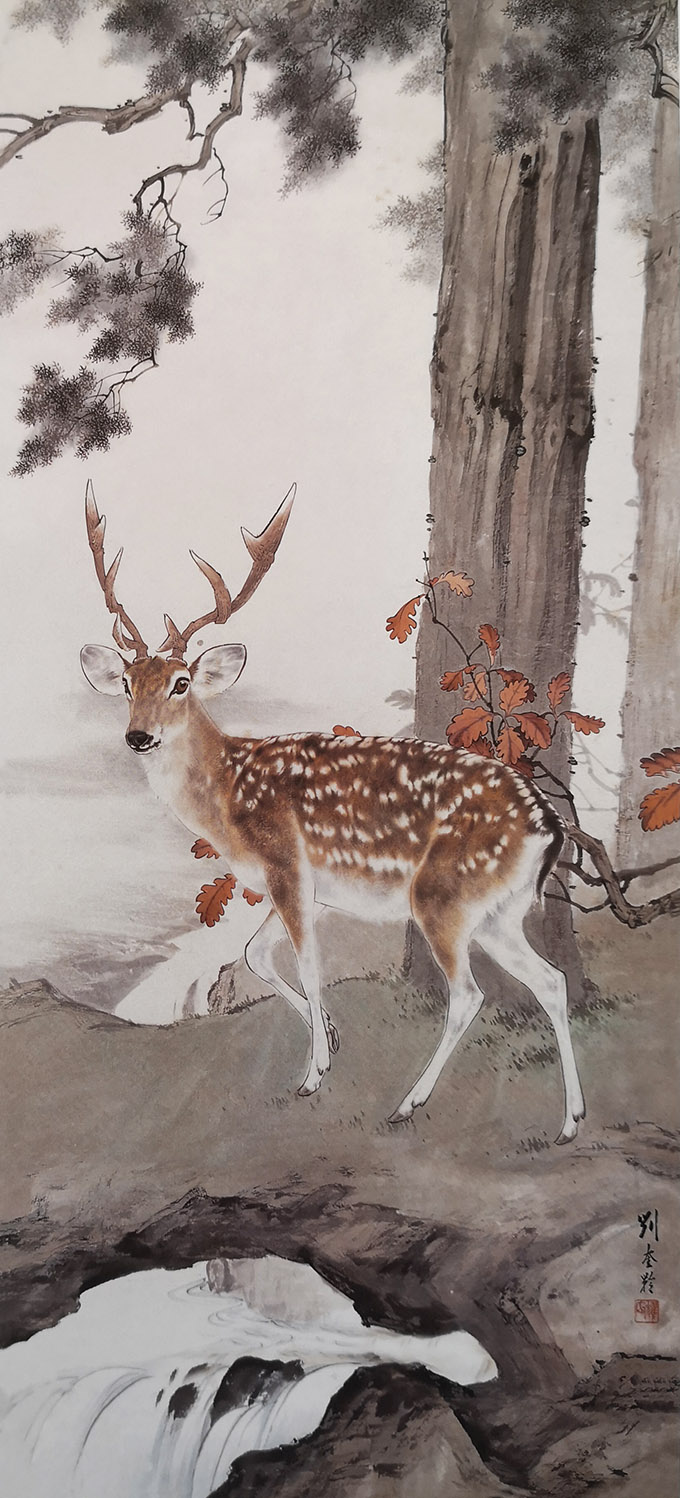 刘奎龄松下梅花鹿