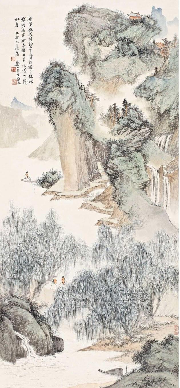 郑午昌 《春江钓艇》