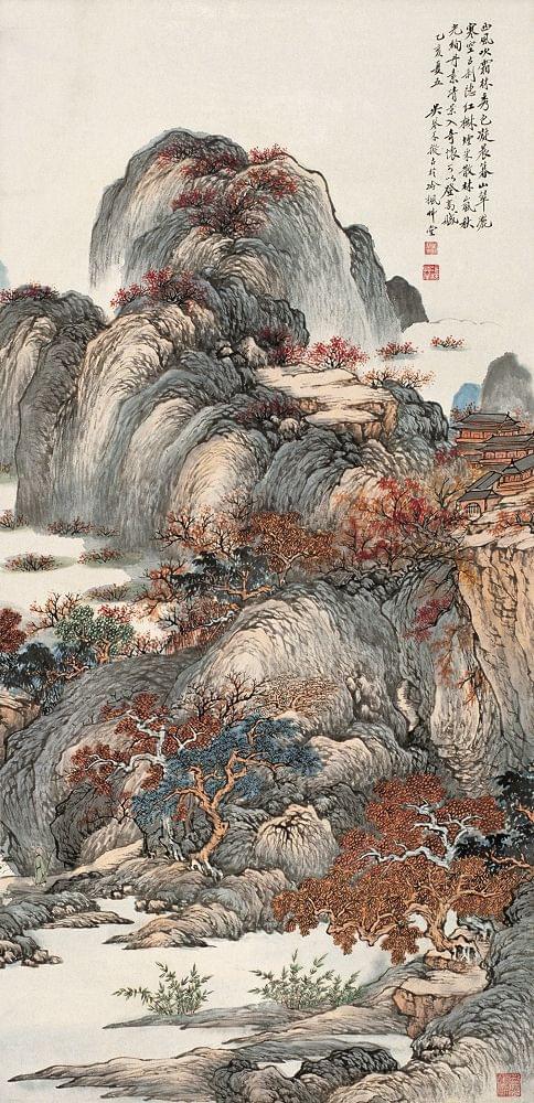 吴琴木 《霜林古刹》