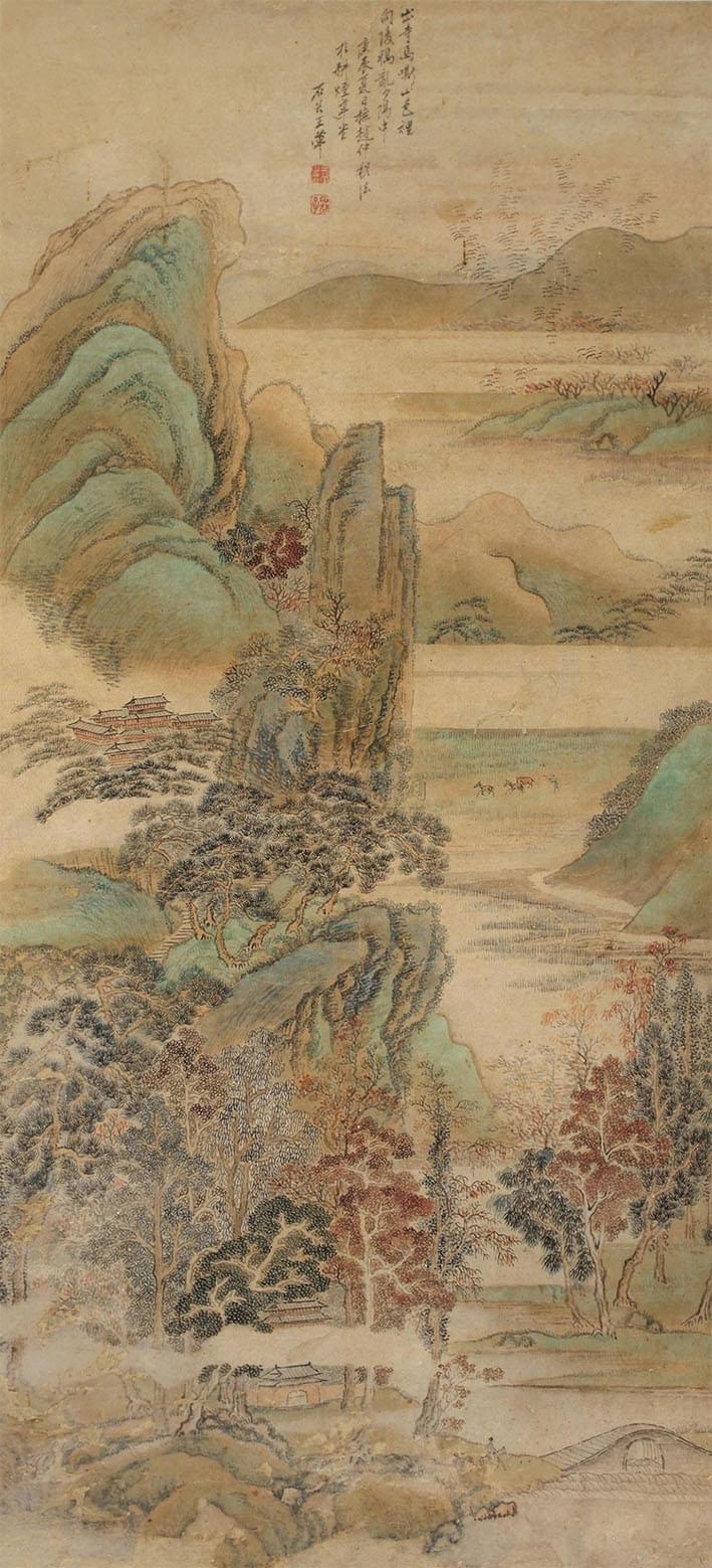 王翚 《古寺萧山》