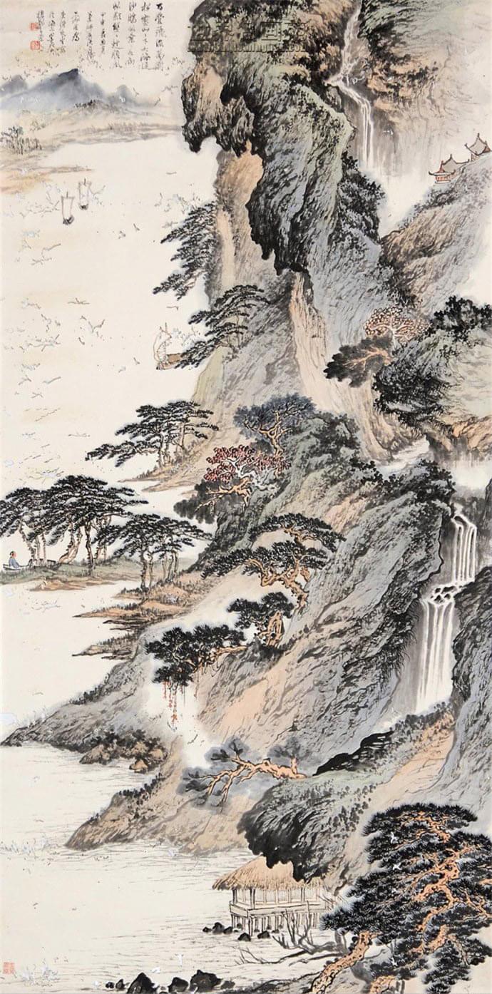 郑午昌 《万叠飞泉》