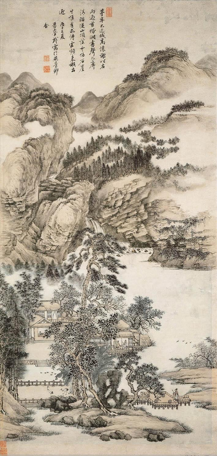 王翚 《雨遏书声清》