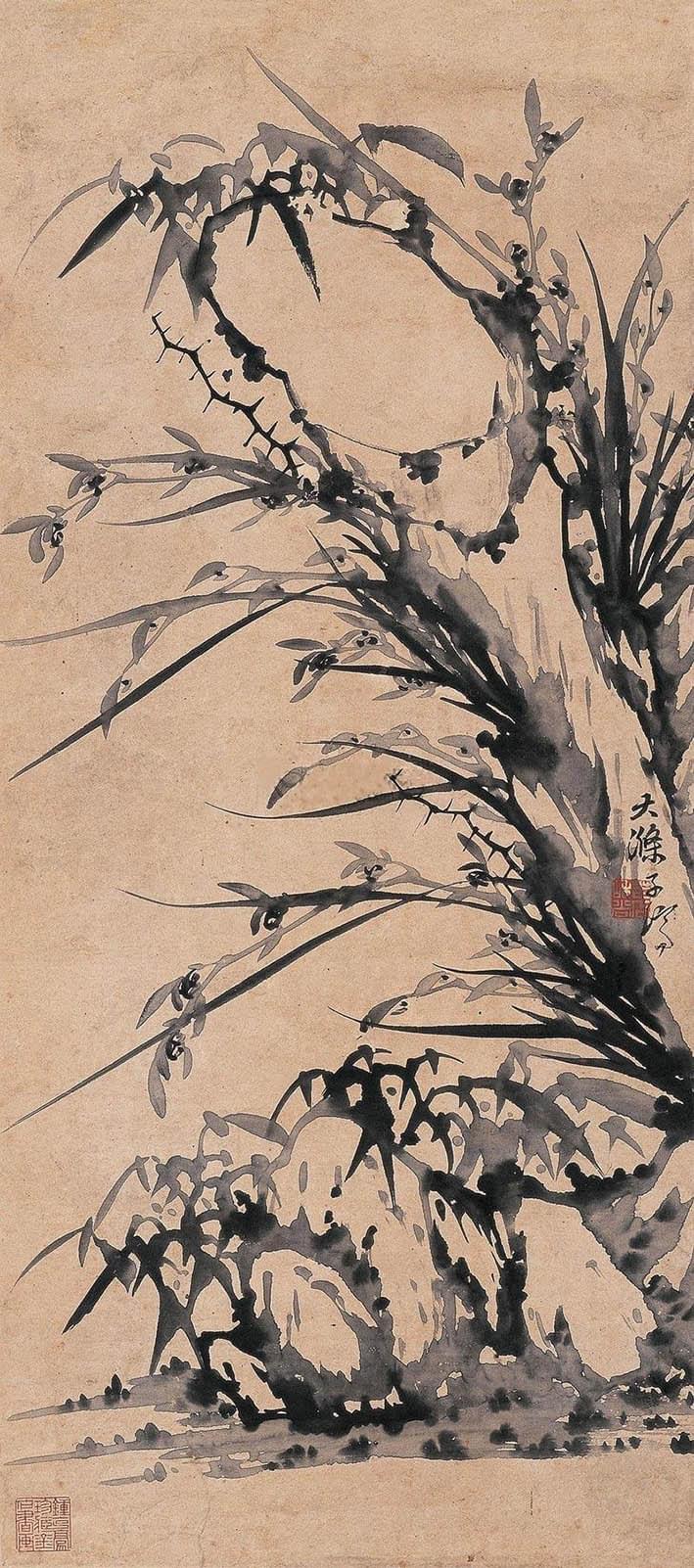 石涛 《兰石图》