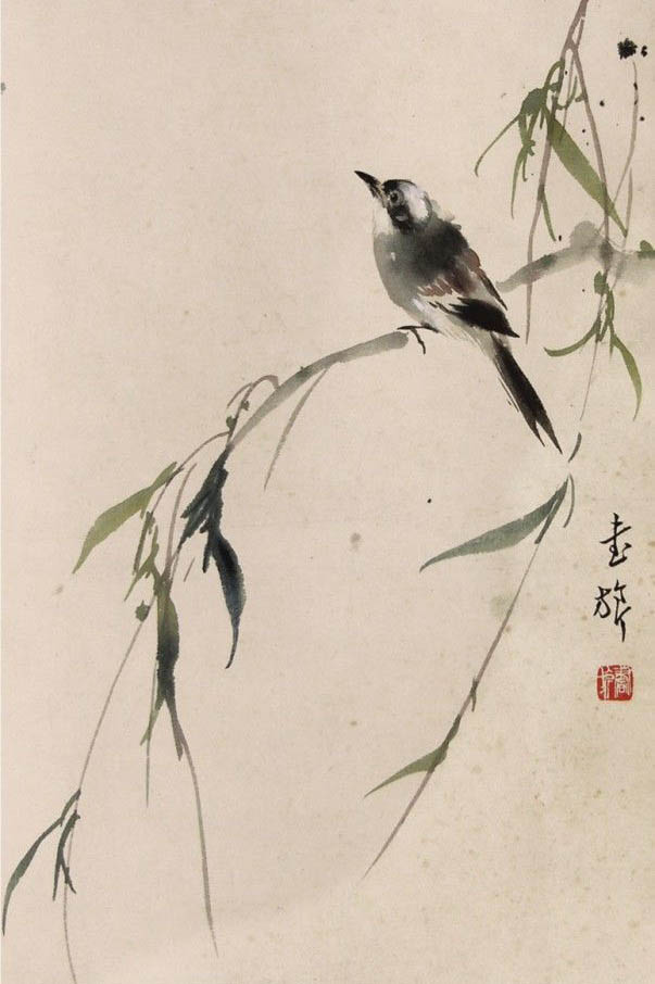 张书旂 《白头留枝》
