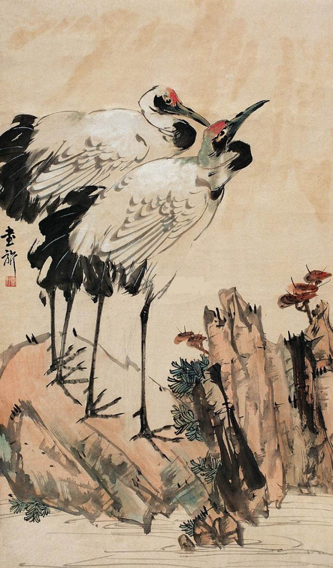 张书旂 《双鹤图》