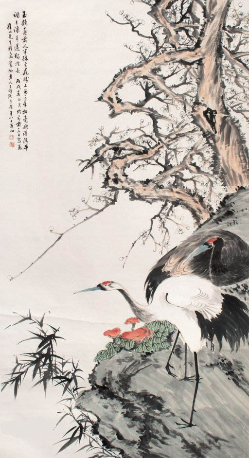 张熊 《梅鹤图》