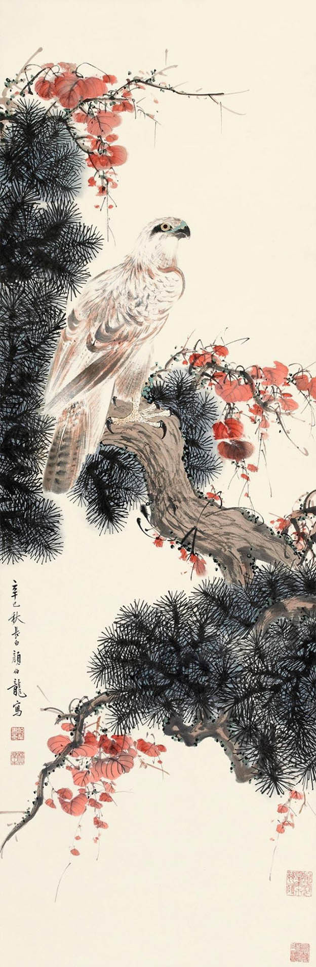颜伯龙 《秋鹰图》