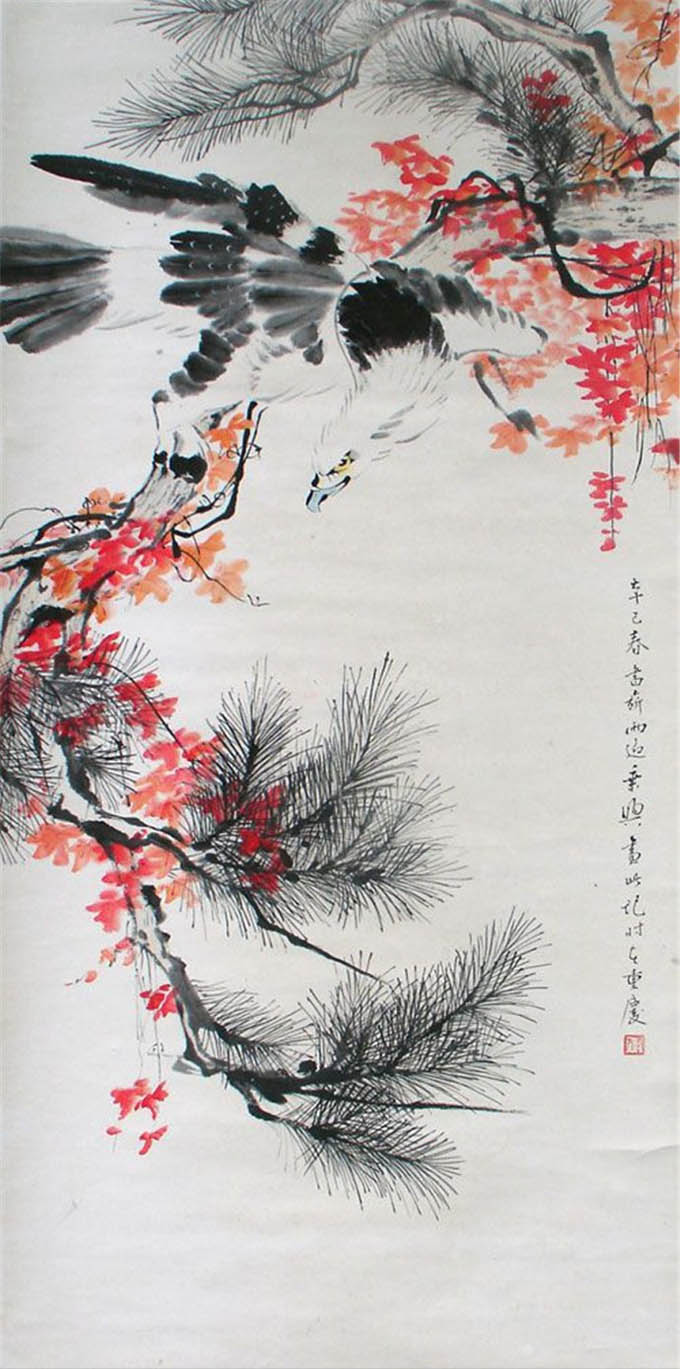 张书旂 《松萝苍鹰》