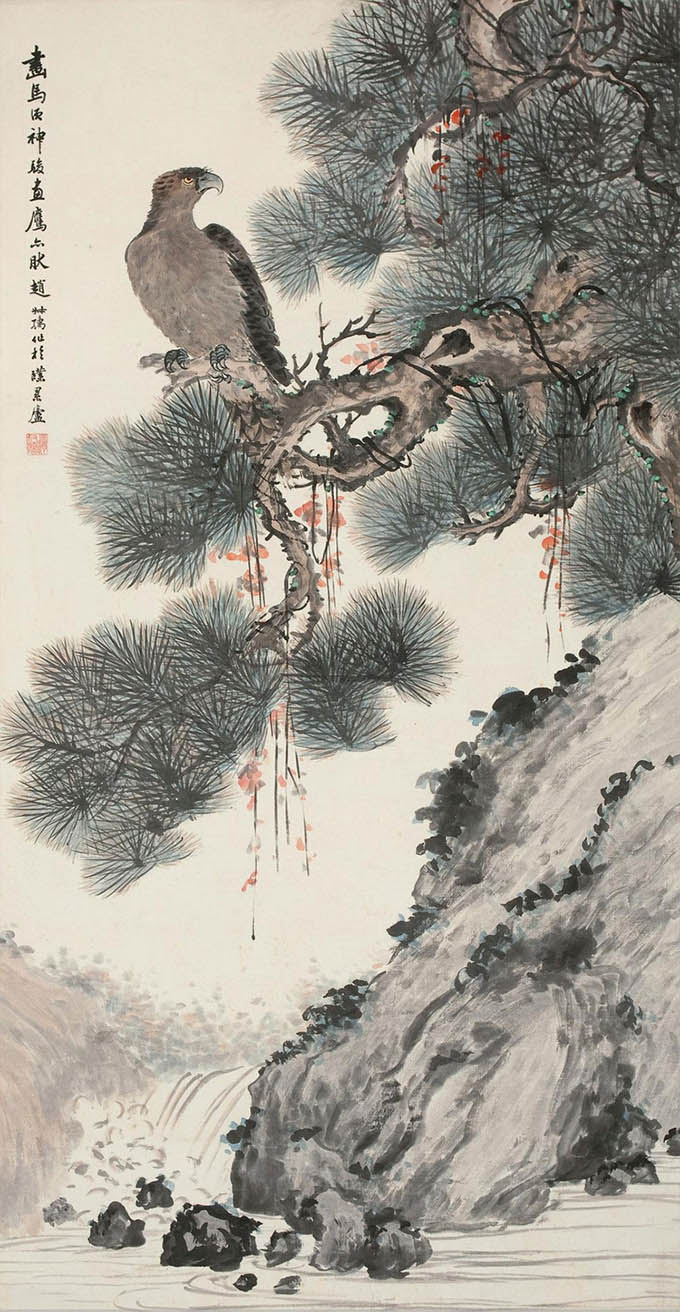 赵叔孺 《神骏松鹰》
