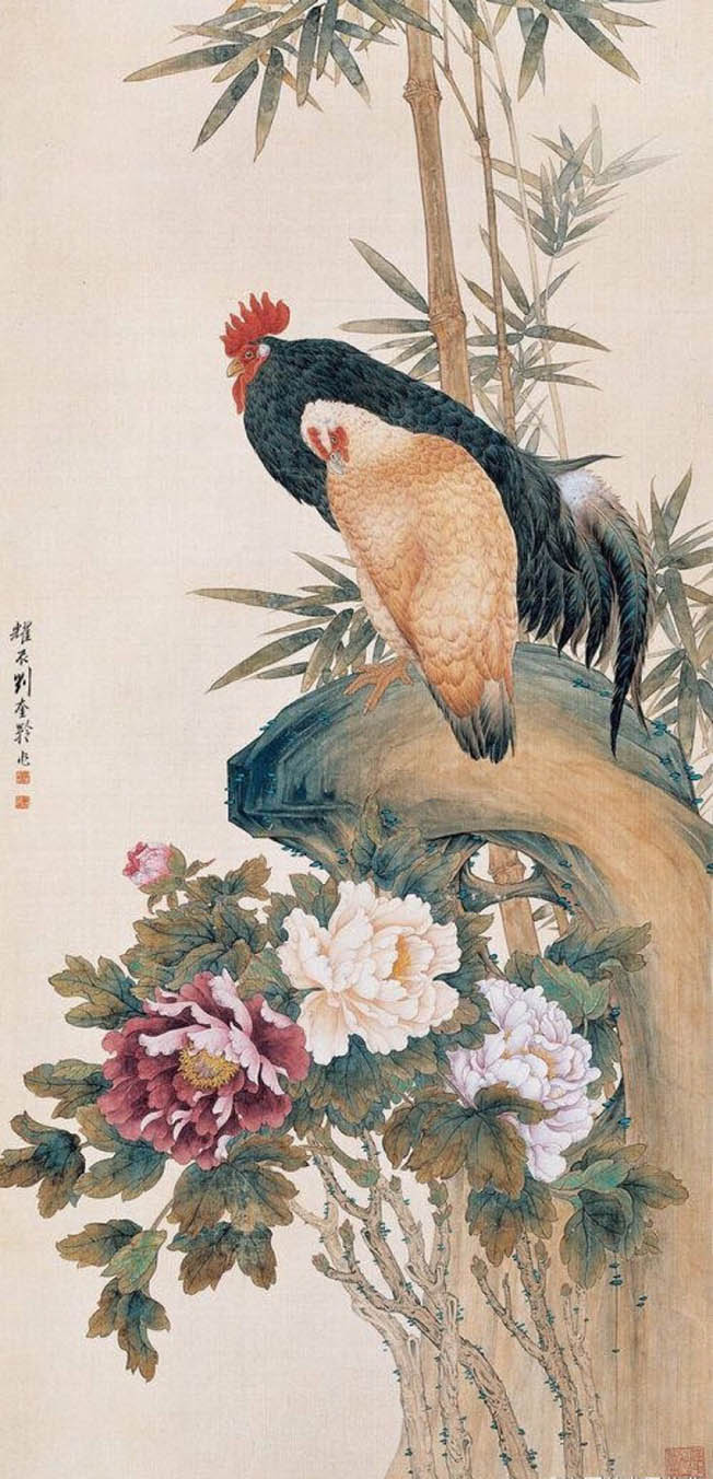 刘奎龄 《富贵双栖》