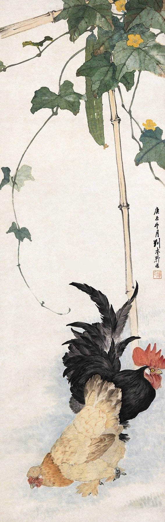 刘奎龄 《瓜下双吉图》