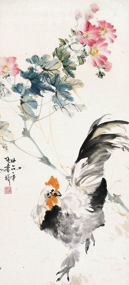 张书旂 《芙蓉雄鸡图》