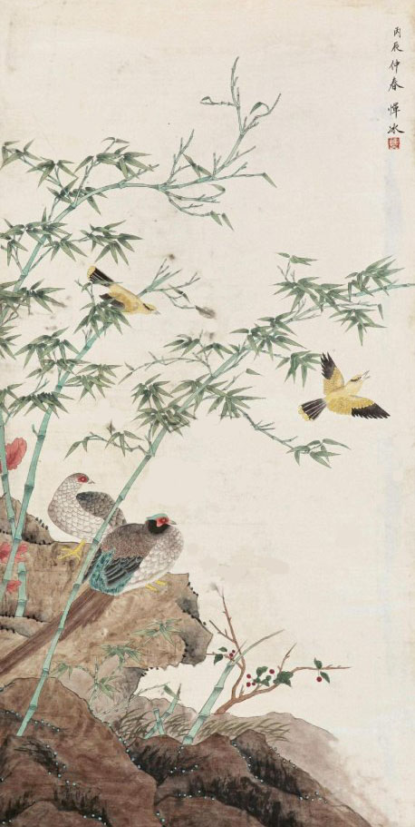 恽冰 《锦鸡黄鹂》