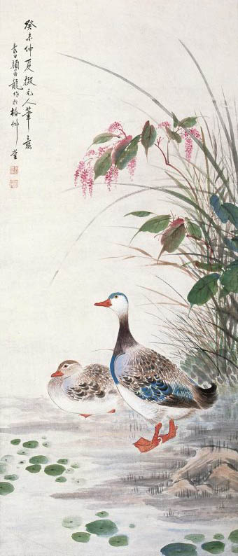 颜伯龙 《蓼花双鸭》