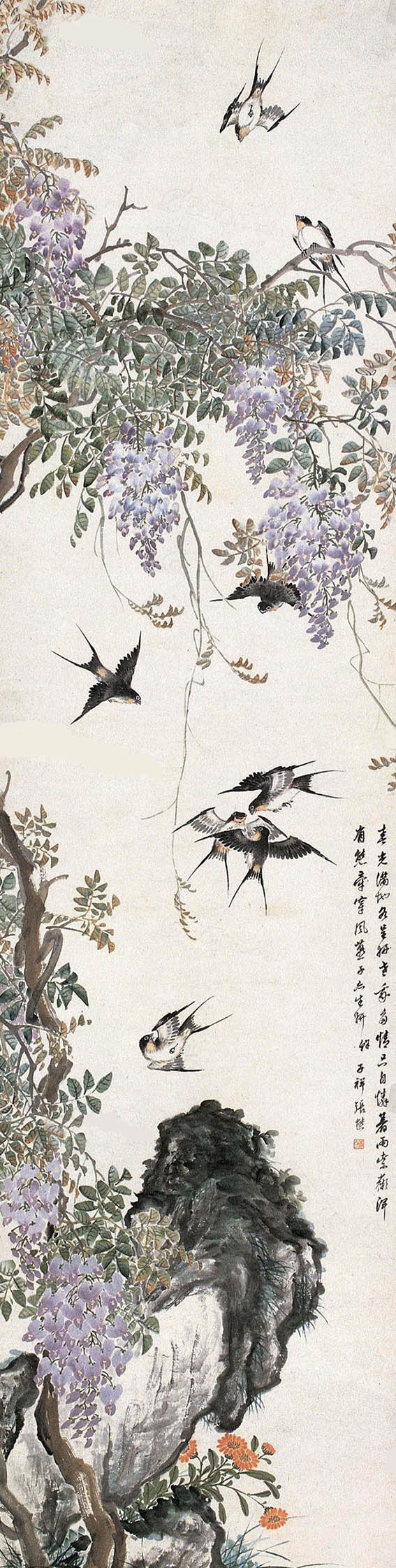 张熊 《紫燕穿风春光满》