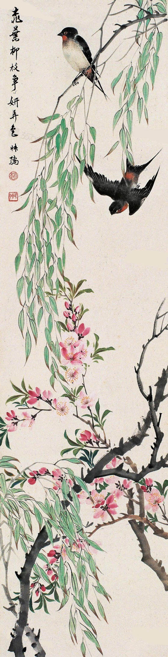 赵士鸿 《桃柳燕双飞》