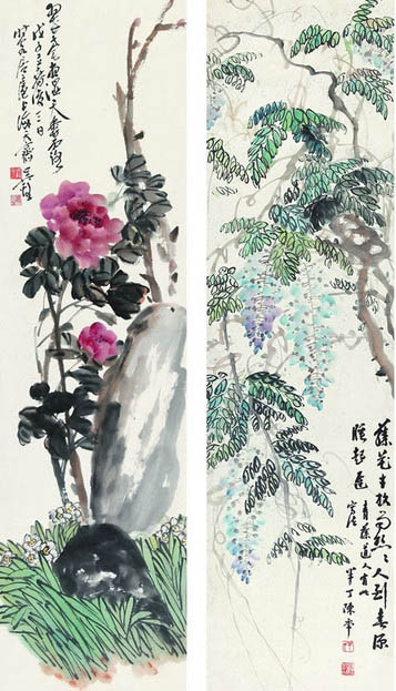 张书旂 《四季花鸟》四条屏