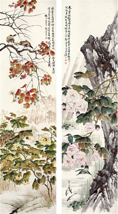 郑集宾 《鲜花着锦》四条屏