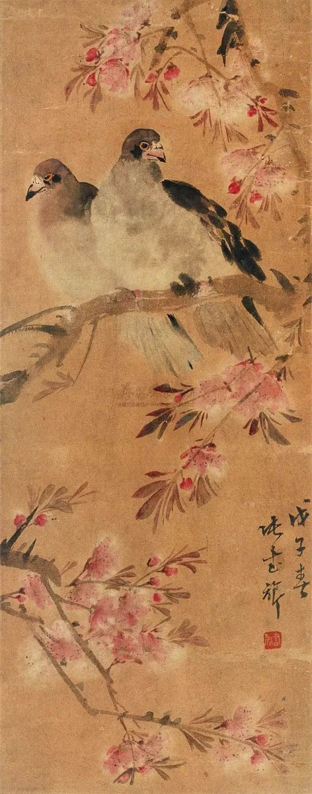 张书旂 《海棠伉俪》
