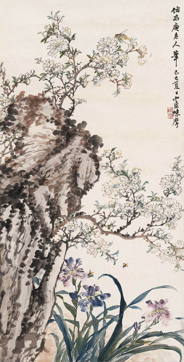 陈摩 《梨花与鸢尾》