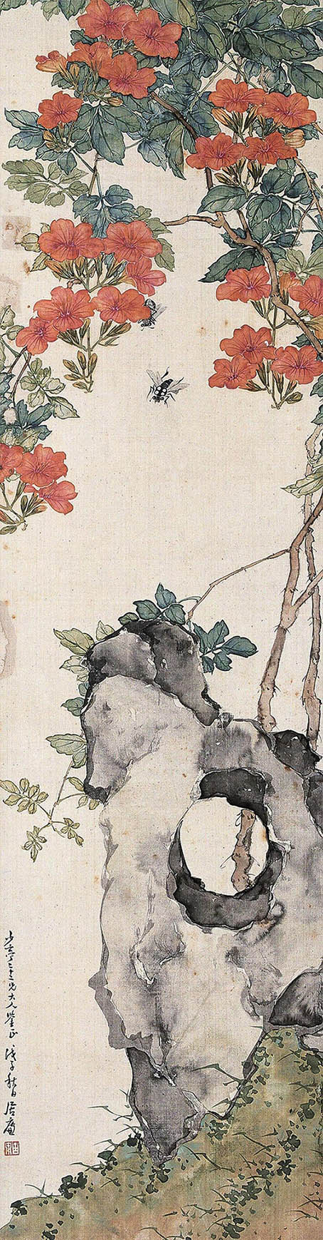 居廉 《凌霄花》