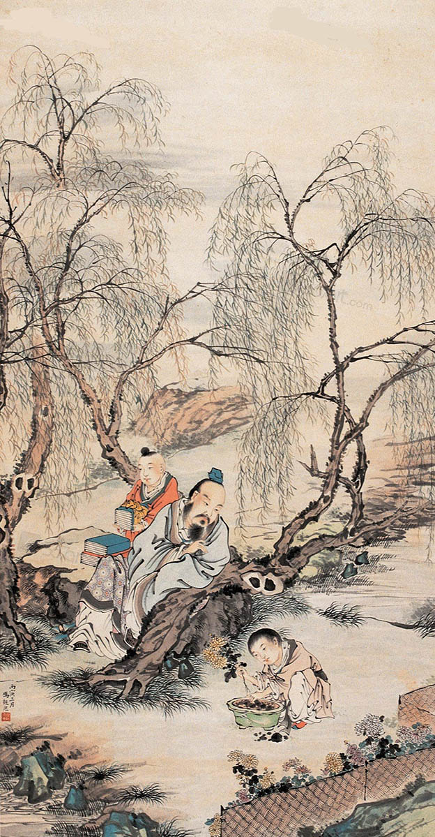 冯超然 《东篱种菊图》