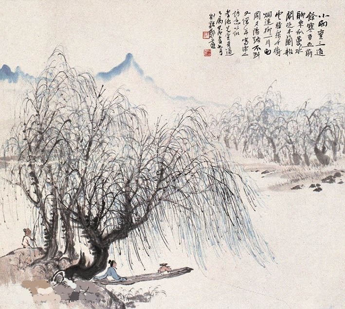 郑午昌 《柳湖泛舟图》