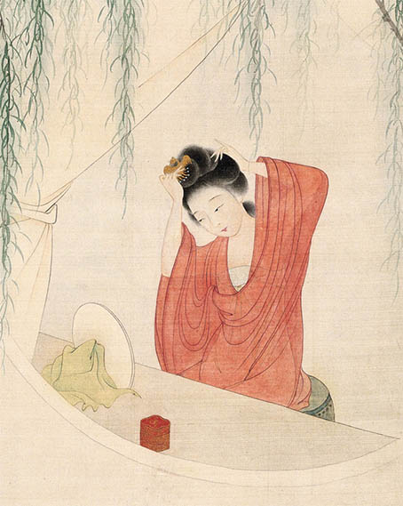 陈少梅 《当窗理云鬓》