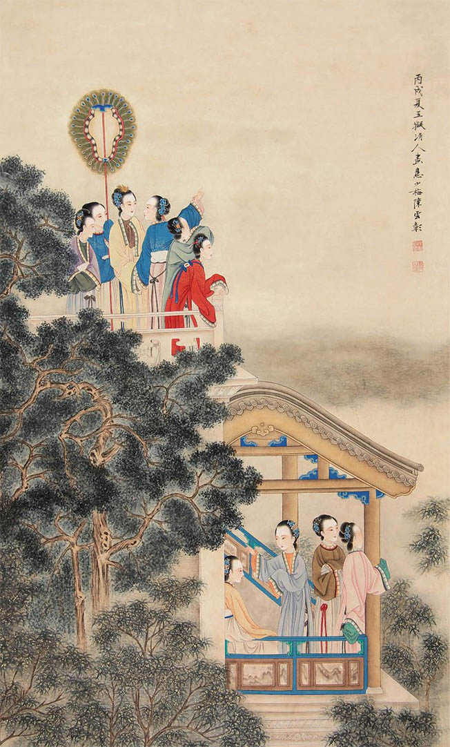 陈少梅 《登楼观景》