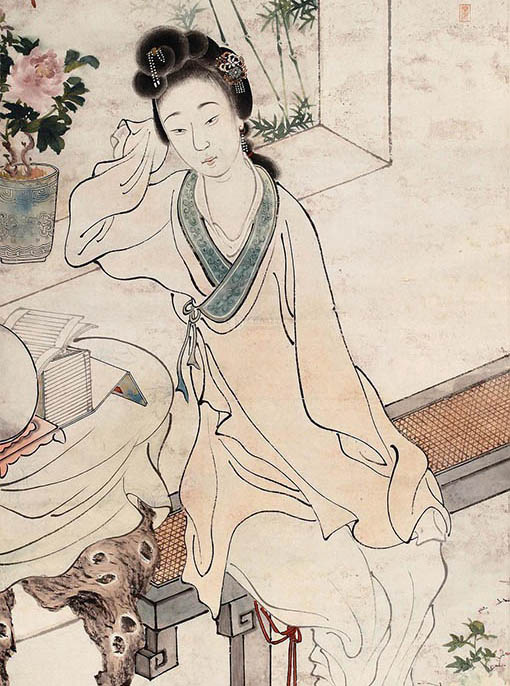 陈康侯 《倦读图》