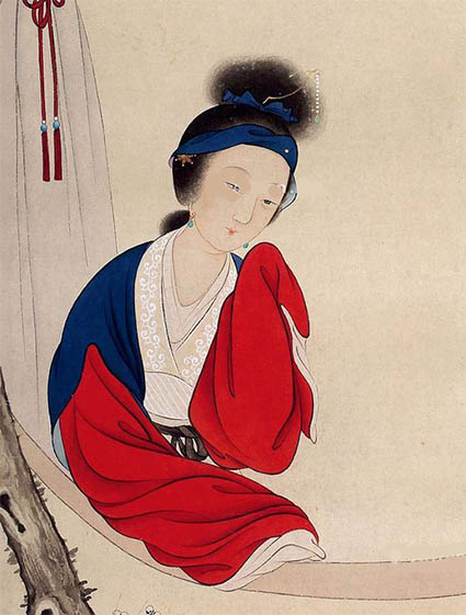 冯超然 《梅窗美人图》