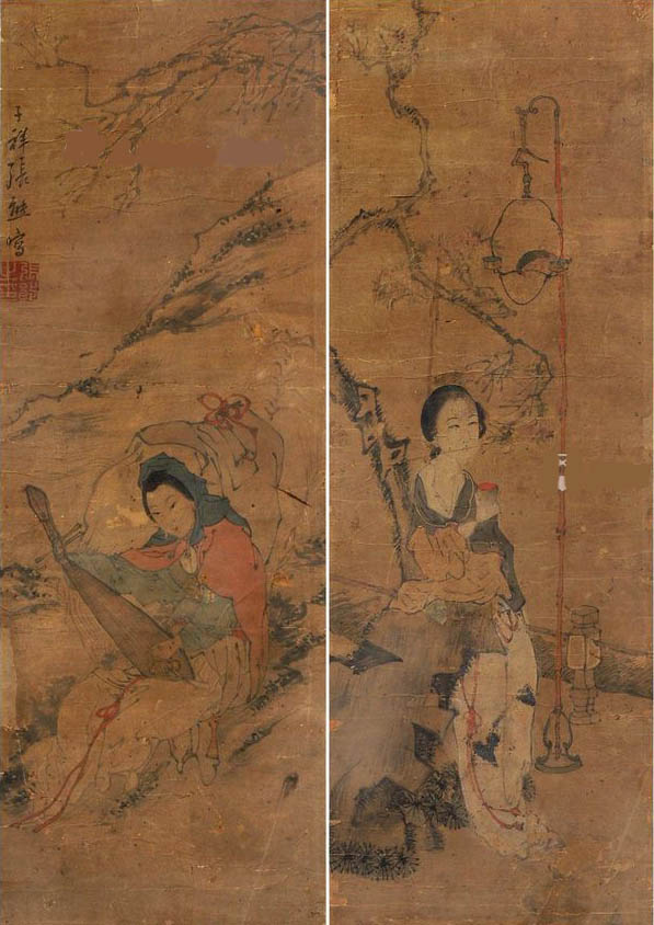 张熊 《四美图》四条屏
