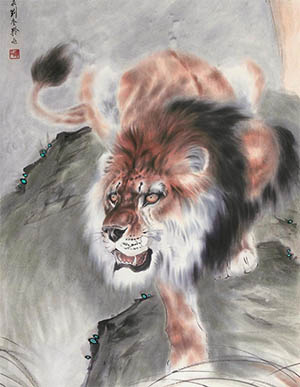 刘奎龄 《猛狮图》