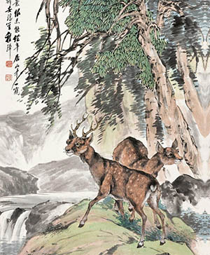 程璋 《山中野鹿》