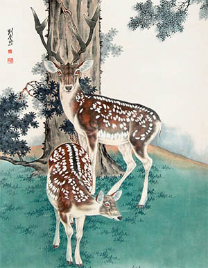刘奎龄 《禄寿双庆》