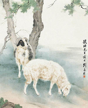 刘奎龄 《双羊图》