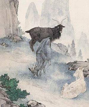 刘奎龄 《崖下三羊图》