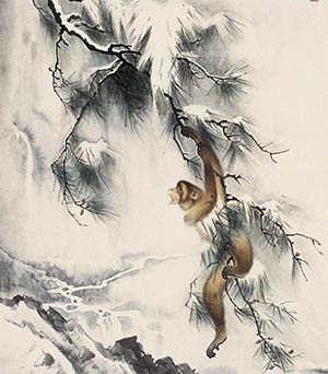 戈湘岚 《雪猿图》